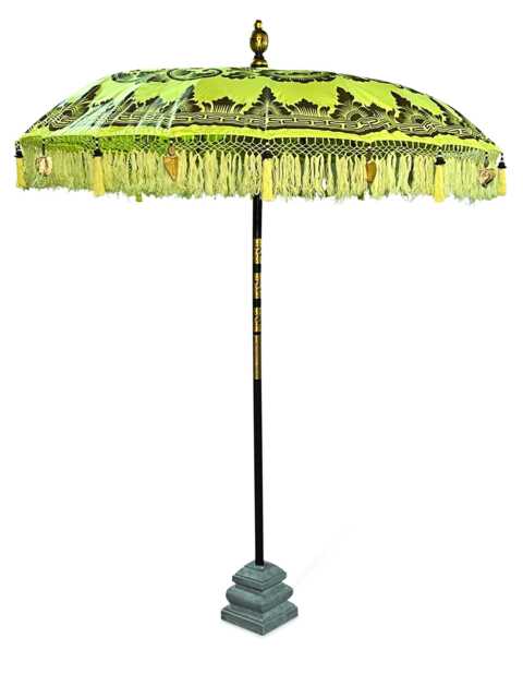Bali Sun Parasol Lemon Yellow & Gold 2M, Hand-Made Balinese Garden With Screw Pole Joint - image 1