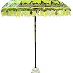 Bali Sun Parasol Lemon Yellow & Gold 2M, Hand-Made Balinese Garden With Screw Pole Joint - thumbnail 4