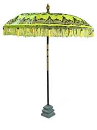 Bali Sun Parasol Lemon Yellow & Gold 2M, Hand-Made Balinese Garden With Screw Pole Joint - thumbnail 1