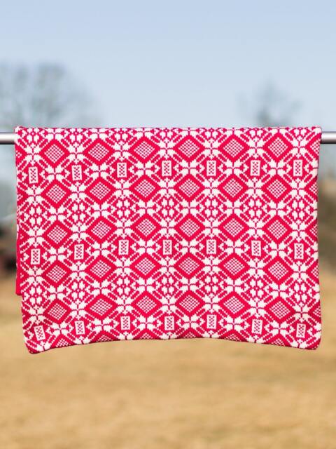 Knitted Baby Blanket For Newborn Rhombus, Red & White, From Wool, Alpaca Kids