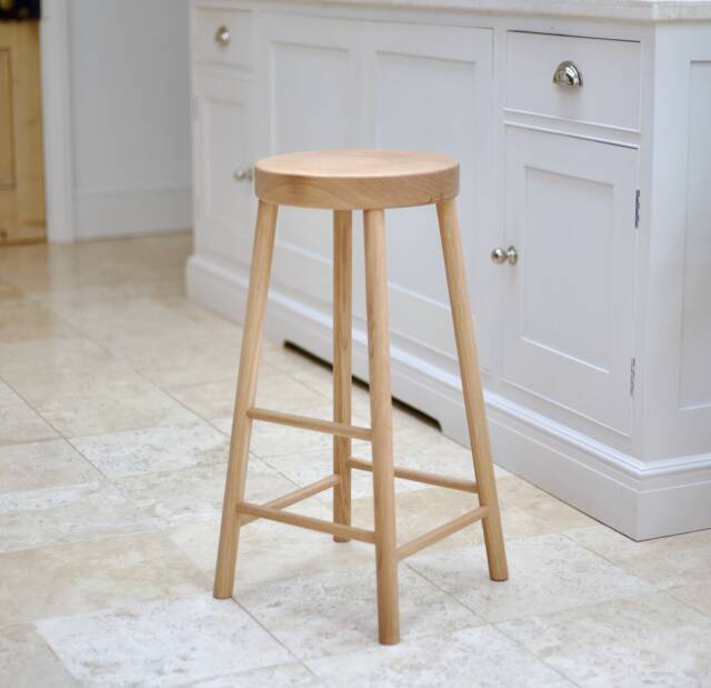 Round Oak Stool/ Handmade To Any Height/ Solid Kitchen Island Bar Stool/Uk - image 1