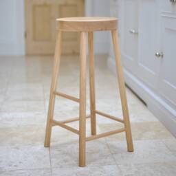 Round Oak Stool/ Handmade To Any Height/ Solid Kitchen Island Bar Stool/Uk - thumbnail 2