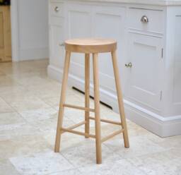 Round Oak Stool/ Handmade To Any Height/ Solid Kitchen Island Bar Stool/Uk