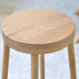 Round Oak Stool/ Handmade To Any Height/ Solid Kitchen Island Bar Stool/Uk - thumbnail 4