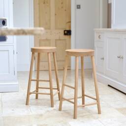 Round Oak Stool/ Handmade To Any Height/ Solid Kitchen Island Bar Stool/Uk - thumbnail 3