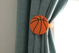 Basketball Curtain Holdback, Set Of 2 - Sports Themed Kids Room Home Decor