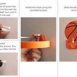 Basketball Curtain Holdback, Set Of 2 - Sports Themed Kids Room Home Decor - thumbnail 4