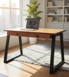 Industrial Desk With Steel Legs & Usb Charger, Available in Various Sizes