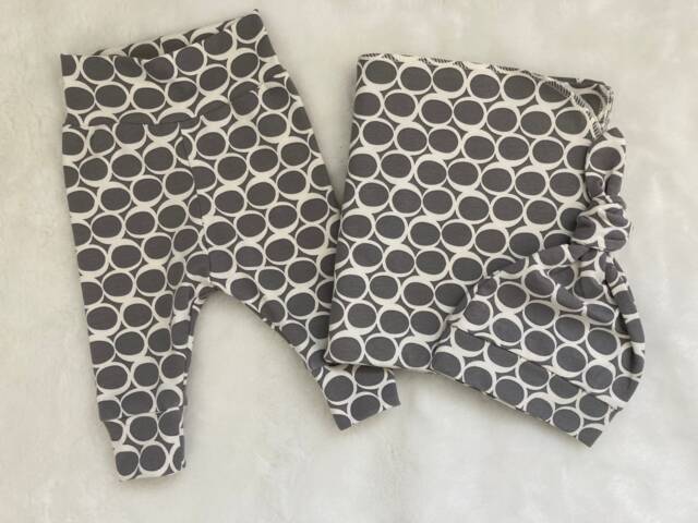 Gender Neutral Take Home Set. Gray Swaddle Blanket & Newborn Hat Or 0-3 Month Leggings. Baby Shower Gift. Photo Prop - image 1