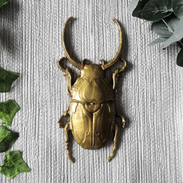 Large Beetle Wall Hanging, Bug Art, Insect Decor, Unusual Gift, Goth Gold Bug, Entomology Gift - image 1