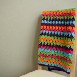 Handmade Crochet Baby Blanket Neon Stripe Acrylic Stroller Blanket - thumbnail 2
