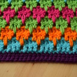 Handmade Crochet Baby Blanket Neon Stripe Acrylic Stroller Blanket - thumbnail 3