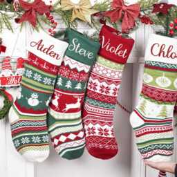 2025 Embroidered Christmas Stocking, Custom Name Stocking, Knitted Family Stocking, Christmas Stocking, Holiday Decor Gift - thumbnail 3