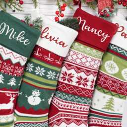 2025 Embroidered Christmas Stocking, Custom Name Stocking, Knitted Family Stocking, Christmas Stocking, Holiday Decor Gift - thumbnail 2