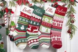 2025 Embroidered Christmas Stocking, Custom Name Stocking, Knitted Family Stocking, Christmas Stocking, Holiday Decor Gift - thumbnail 1