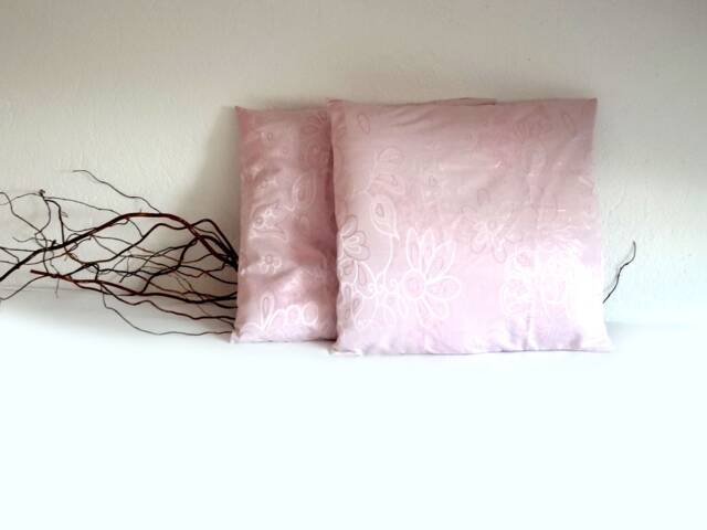 Pink Pillow Covers, in A Black Taffeta Basket, Charming Ornament For Girl's Room - image 1