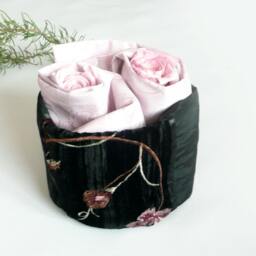 Pink Pillow Covers, in A Black Taffeta Basket, Charming Ornament For Girl's Room - thumbnail 3