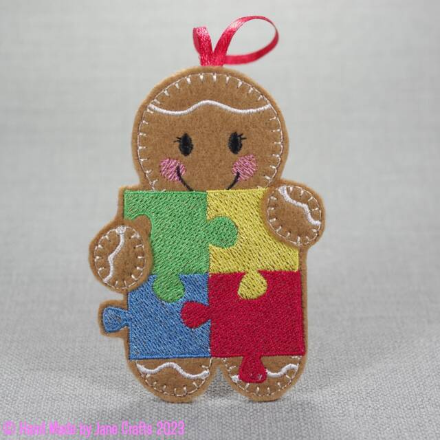 Jigsaw, Gingerbread, Autism, Christmas Tree Ornament, Birthday Gift - image 1