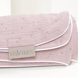 Kraftkids Baby Blanket, Muslin, Gold Dots On Pink - thumbnail 2
