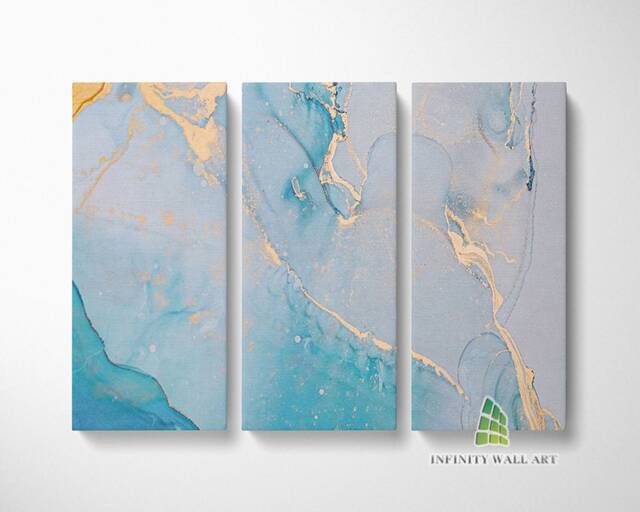 Beach Blue Marble Abstract Canvas Art Split Panel Wall Print Picture Home Decor -C178 - image 1