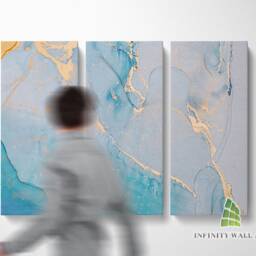 Beach Blue Marble Abstract Canvas Art Split Panel Wall Print Picture Home Decor -C178 - thumbnail 2