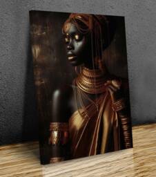Beautiful Lady With Golden Jewellery Rustic Wall, Mounted On Bars Wall Art, Hangings, Home D??cor, Canvas Art Print - thumbnail 1