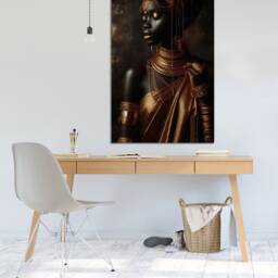 Beautiful Lady With Golden Jewellery Rustic Wall, Mounted On Bars Wall Art, Hangings, Home D??cor, Canvas Art Print - thumbnail 2