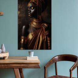 Beautiful Lady With Golden Jewellery Rustic Wall, Mounted On Bars Wall Art, Hangings, Home D??cor, Canvas Art Print - thumbnail 3