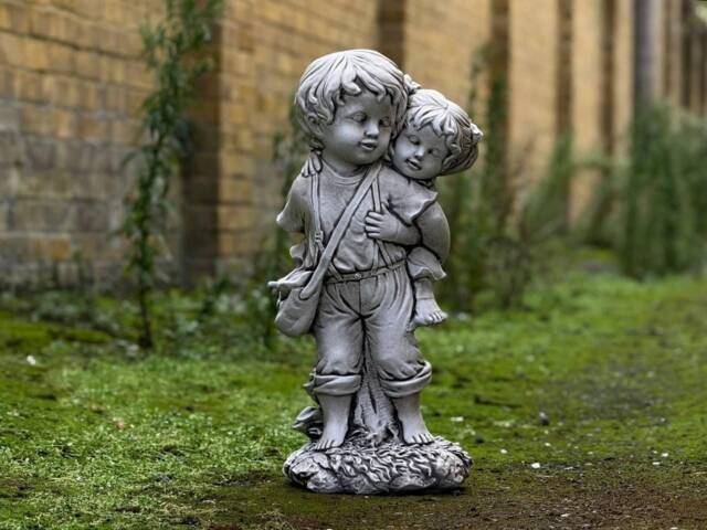 Amazing Siblings Statue Brother & Sister Sculpture Garden Family Decor Cement Kids Figurine Outdoor Sentimental Ornament Memorial Childs - image 1