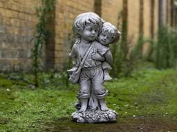 Amazing Siblings Statue Brother & Sister Sculpture Garden Family Decor Cement Kids Figurine Outdoor Sentimental Ornament Memorial Childs - thumbnail 1