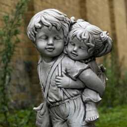Amazing Siblings Statue Brother & Sister Sculpture Garden Family Decor Cement Kids Figurine Outdoor Sentimental Ornament Memorial Childs - thumbnail 2