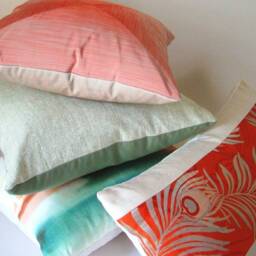 Raw Silk Pillow Cover Ivory & Sage Green, Rustic Farmhouse Decor - thumbnail 4