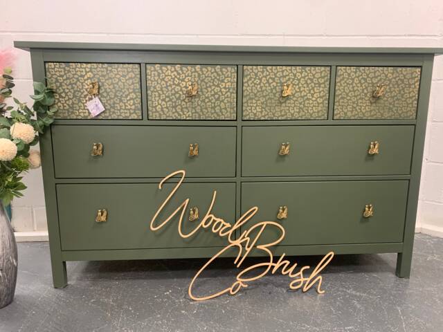 Large Chest Of Drawers Green & Gold Cheetah Print - Design Your Own - image 1