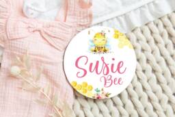 Honey Bee Personalized Baby Name Sign, Nursery Room Decor, Kids Wall Hospital Bassinet Newborn Photography Prop - thumbnail 1