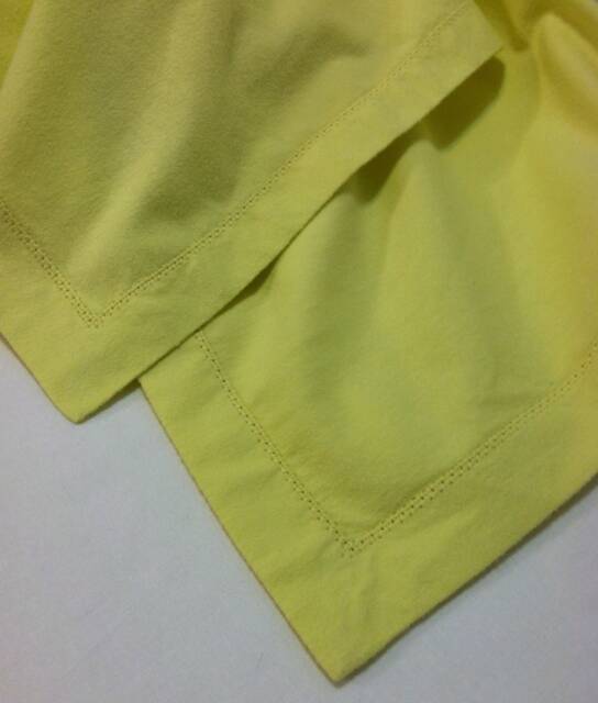 Hemstiched Flannel Baby Receiving Blanket Yellow Quiltsy Handmade - image 1