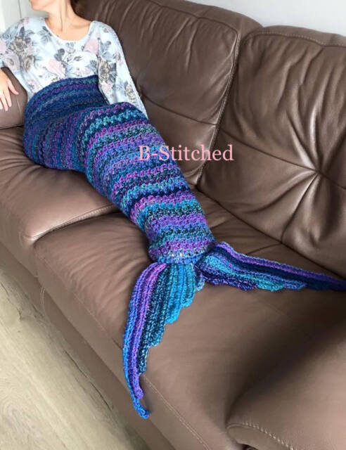 Handmade Crocheted Mermaid Tail Blanket - image 1