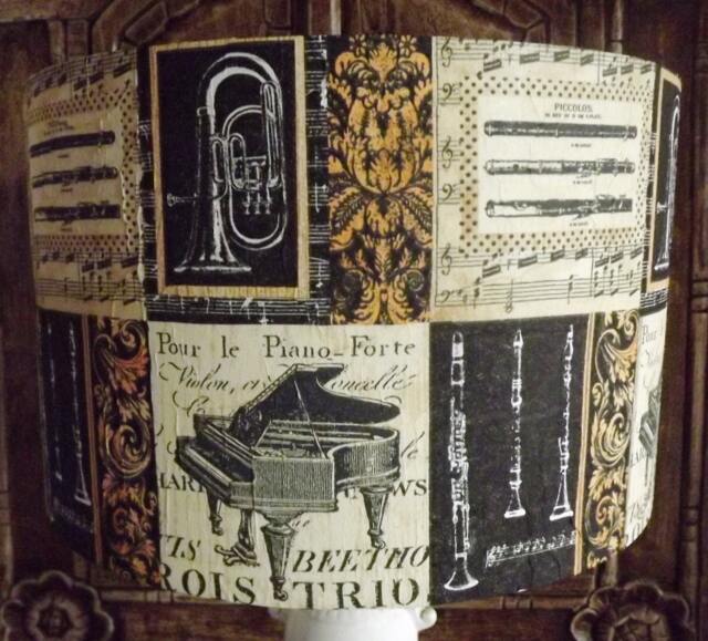 Musical Instrument Lamp Shade Black & Gold Shabby Chic Lightshade - image 1