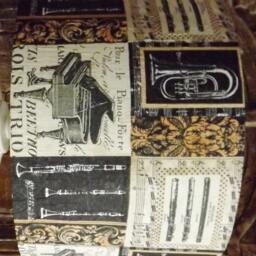Musical Instrument Lamp Shade Black & Gold Shabby Chic Lightshade - thumbnail 3