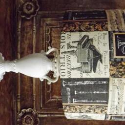 Musical Instrument Lamp Shade Black & Gold Shabby Chic Lightshade - thumbnail 2