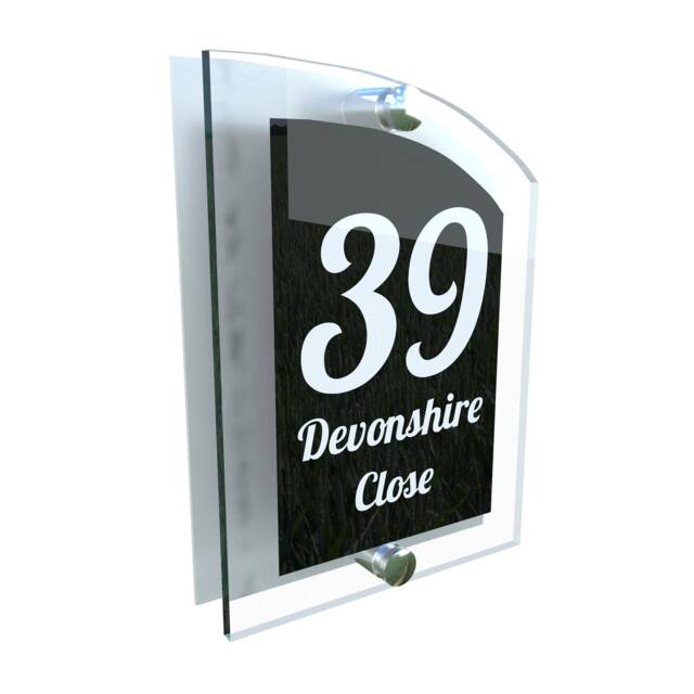 Modern Contemporary Property Number Door Sign Plaque - Arca5-1Wb-S-C - image 1