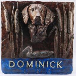 Bronze Labrador Retriever With Duck Decoy~Customized Wall Plaque~Unique Hand Made Art Sculpture~Hot Cast Bronze Using Lost Wax Method~