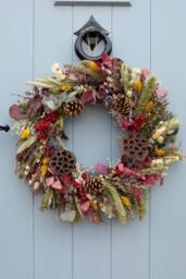 Dried Flower Wreath. Large Rustic Christmas, Autumn Or Winter Design. Handmade By Florence & Flowers. Readymade Not A Kit - thumbnail 1