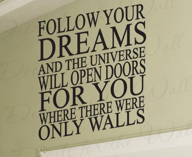 Follow Your Dreams & Universe Will Open Doors Inspirational Quote Lettering Decor Sticker Art Mural Vinyl Large Wall Decal Decoration I45 - image 1