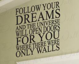 Follow Your Dreams & Universe Will Open Doors Inspirational Quote Lettering Decor Sticker Art Mural Vinyl Large Wall Decal Decoration I45 - thumbnail 1