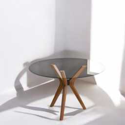 Handcrafted Round Walnut Dining Table Rustic Solid Wood Furniture - thumbnail 4