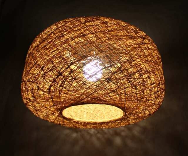 Handwoven Paper Rope Pendant Light Rustic Wheel Lampshade - W21.5''xh11.8 - image 1