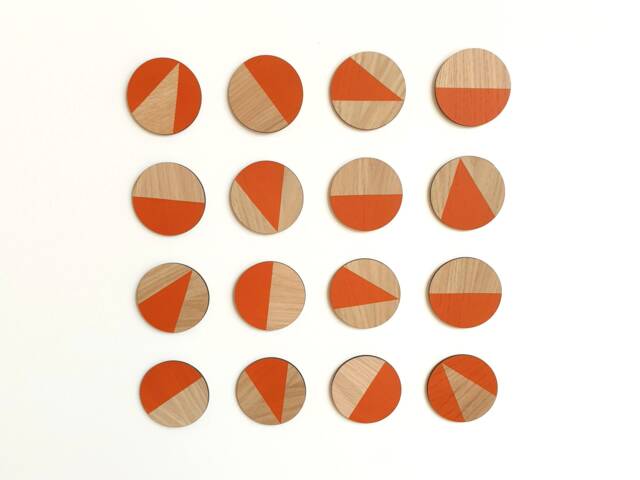 Orange Geometric Wall Art Laser Cut Plywood Wooden Decor Scandi Boho Wallart Circles Hand Painted Modern Decorative Big Statement UK - image 1