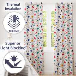 Abstract Minimal Scatter Shapes Confetti Seamless Pattern Readymade Eyelet Ring Top Thermal 100% Blackout Curtains - thumbnail 3
