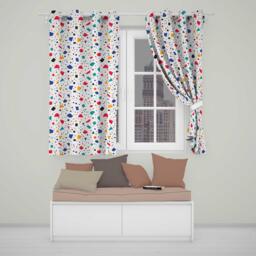 Abstract Minimal Scatter Shapes Confetti Seamless Pattern Readymade Eyelet Ring Top Thermal 100% Blackout Curtains