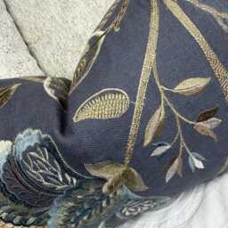 Adeline Navy Embroidered Cushion Cover 12??20 Colefax & Fowler Fabric Luxury Floral Linen Pillow Double-Sided Handmade UK - thumbnail 3